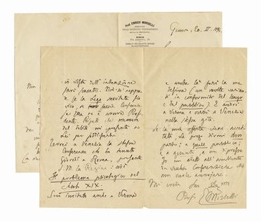  Morselli Enrico : 4 lettere autografa firmate.  - Asta Grafica & Libri - Libreria Antiquaria Gonnelli - Casa d'Aste - Gonnelli Casa d'Aste