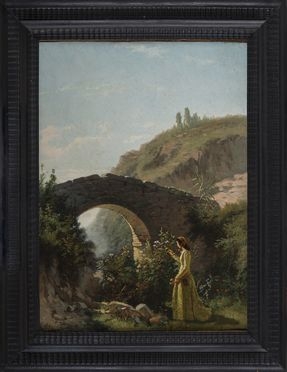  Carlo Ademollo  (Firenze, 1824 - 1911) : Paesaggio con figura.  - Auction Graphics & Books - Libreria Antiquaria Gonnelli - Casa d'Aste - Gonnelli Casa d'Aste