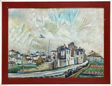  Antonio Berti  (San Piero a Sieve, 1904 - Sesto Fiorentino, 1990) : Paesaggio con case.  - Auction Graphics & Books - Libreria Antiquaria Gonnelli - Casa d'Aste - Gonnelli Casa d'Aste