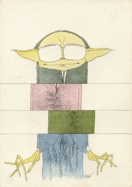  Tullio Pericoli  (Colli del Tronto, 1936) : Caricatura di Andreotti.  - Asta Grafica & Libri - Libreria Antiquaria Gonnelli - Casa d'Aste - Gonnelli Casa d'Aste