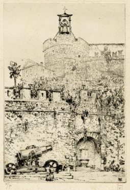  Roberto Marcello Baldessari  (Innsbruck, 1894 - Roma, 1965) : Il castello di Rovereto con la Campana dei caduti.  - Auction Graphics & Books - Libreria Antiquaria Gonnelli - Casa d'Aste - Gonnelli Casa d'Aste