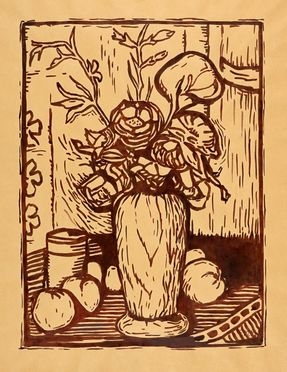  Felice Melis Marini  (Cagliari, 1871 - 1953) : Vaso di fiori con frutta.  - Asta Grafica & Libri - Libreria Antiquaria Gonnelli - Casa d'Aste - Gonnelli Casa d'Aste