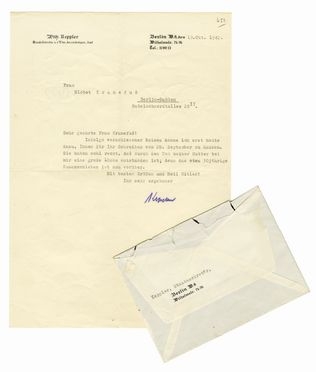  Keppler Wilhelm Karl : Typewritten letter with autograph signature sent to Elsbet Kranefuss.  - Auction Graphics & Books - Libreria Antiquaria Gonnelli - Casa d'Aste - Gonnelli Casa d'Aste