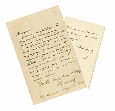  Dumas Alexandre fils : 2 lettere autografe firmate.  - Asta Grafica & Libri - Libreria Antiquaria Gonnelli - Casa d'Aste - Gonnelli Casa d'Aste