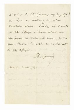  Gounod Charles : Lettera autografa firmata.  - Asta Grafica & Libri - Libreria Antiquaria Gonnelli - Casa d'Aste - Gonnelli Casa d'Aste