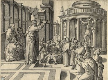  Marcantonio Raimondi  (Molinella,, 1480 - Bologna,, 1534) : San Paolo predica nell'Aeropago di Atene.  - Auction Graphics & Books - Libreria Antiquaria Gonnelli - Casa d'Aste - Gonnelli Casa d'Aste