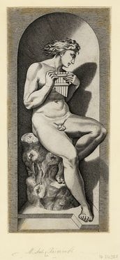  Marco Dente  (Ravenna (?),,  - Roma,, 1527) : Olympus suona il flauto seduto sul ceppo di un albero.  - Asta Grafica & Libri - Libreria Antiquaria Gonnelli - Casa d'Aste - Gonnelli Casa d'Aste
