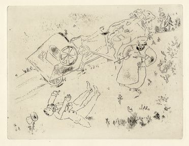  Marc Chagall  (Vitebsk, 1887 - St. Paul de  Vence, 1985) : La britchka s'est renverse.  - Asta Grafica & Libri - Libreria Antiquaria Gonnelli - Casa d'Aste - Gonnelli Casa d'Aste
