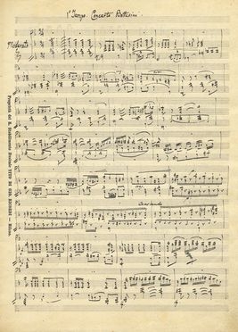  Bottesini Giovanni : Primo tempo del Concerto per Violoncello.  - Asta Grafica & Libri - Libreria Antiquaria Gonnelli - Casa d'Aste - Gonnelli Casa d'Aste