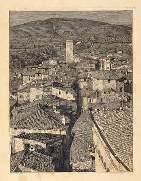  Benvenuto Disertori  (Trento, 1887 - Milano, 1969) : Perugia, Via dei Priori.  - Asta Grafica & Libri - Libreria Antiquaria Gonnelli - Casa d'Aste - Gonnelli Casa d'Aste