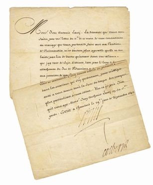  Luigi XIV di Borbone : Lettera con firma 