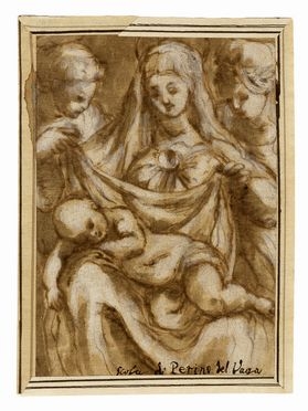  Anonimo del XVI secolo : Madonna col Bambino (Madonna del velo).  - Asta Grafica & Libri - Libreria Antiquaria Gonnelli - Casa d'Aste - Gonnelli Casa d'Aste