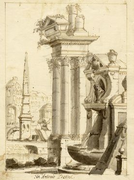  Giovanni Antonio Bettini : Capriccio architettonico.  - Auction Graphics & Books - Libreria Antiquaria Gonnelli - Casa d'Aste - Gonnelli Casa d'Aste