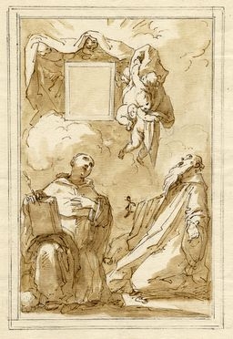 Studio per due santi in adorazione dell'immagine della Vergine o del volto santo.  - Auction Graphics & Books - Libreria Antiquaria Gonnelli - Casa d'Aste - Gonnelli Casa d'Aste