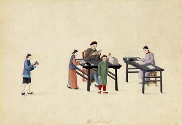  Anonimo della prima met del XIX secolo : La scuola di calligrafia.  - Auction Graphics & Books - Libreria Antiquaria Gonnelli - Casa d'Aste - Gonnelli Casa d'Aste