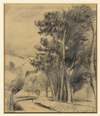  Arturo Tosi  (1871 - 1956) : Paesaggio.  - Asta Grafica & Libri - Libreria Antiquaria Gonnelli - Casa d'Aste - Gonnelli Casa d'Aste