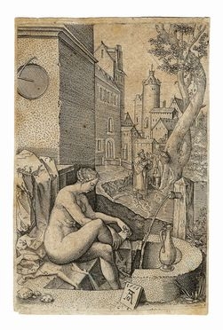  Heinrich Aldegrever  (Paderborn, 1502 - Soest, 1560) : Susanna e i vecchioni.  - Asta Grafica & Libri - Libreria Antiquaria Gonnelli - Casa d'Aste - Gonnelli Casa d'Aste