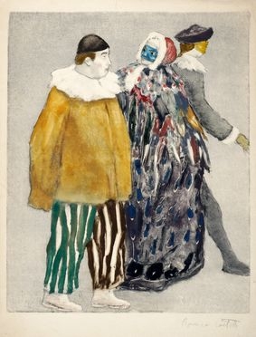  Romeo Costetti  (Reggio Emilia, 1871 - Roma, 1957) : Tre maschere.  - Asta Grafica & Libri - Libreria Antiquaria Gonnelli - Casa d'Aste - Gonnelli Casa d'Aste