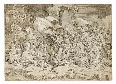  Agostino Veneziano  (Venezia (?),, 1490 - Roma,, 1540) : Battaglia a scimitarra tra Romani e Cartaginesi.  - Auction Graphics & Books - Libreria Antiquaria Gonnelli - Casa d'Aste - Gonnelli Casa d'Aste
