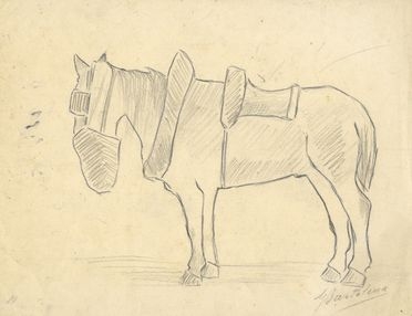  Giovanni Bartolena  (Livorno, 1866 - 1942) : Cavallo bardato.  - Auction Graphics & Books - Libreria Antiquaria Gonnelli - Casa d'Aste - Gonnelli Casa d'Aste