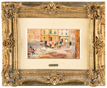  Luigi Levi (detto Ulvi Liegi)  (Livorno, 1858 - 1939) : Veduta di piazza.  - Auction Graphics & Books - Libreria Antiquaria Gonnelli - Casa d'Aste - Gonnelli Casa d'Aste