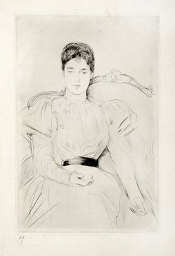  Paul Csar Helleu  (Vannes, 1859 - Parigi, 1927) : Dama seduta.  - Asta Grafica & Libri - Libreria Antiquaria Gonnelli - Casa d'Aste - Gonnelli Casa d'Aste