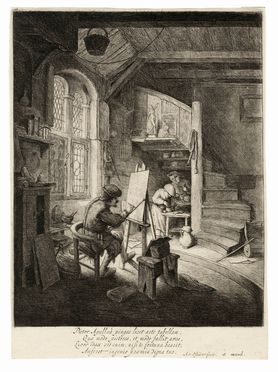  Adriaen (van) Ostade  (Haarlem, 1610 - ivi, 1685) : Il pittore nel suo studio.  - Asta Grafica & Libri - Libreria Antiquaria Gonnelli - Casa d'Aste - Gonnelli Casa d'Aste
