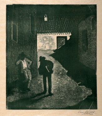  Giuseppe Biasi  (Sassari, 1885 - Adorno Micca, 1945) : Serenata notturna.  - Asta Grafica & Libri - Libreria Antiquaria Gonnelli - Casa d'Aste - Gonnelli Casa d'Aste