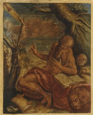  Anonimo della fine del XVI secolo : San Gerolamo in meditazione.  - Asta Grafica & Libri - Libreria Antiquaria Gonnelli - Casa d'Aste - Gonnelli Casa d'Aste