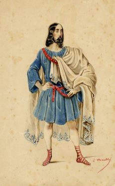  Domenico Morelli  (Napoli, 1826 - 1901) : Figurino teatrale.  - Auction Graphics & Books - Libreria Antiquaria Gonnelli - Casa d'Aste - Gonnelli Casa d'Aste