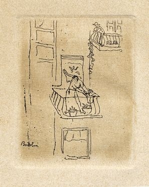  Luigi Bartolini  (Cupramontana, 1892 - Roma, 1963) : Donna al balcone.  - Auction Graphics & Books - Libreria Antiquaria Gonnelli - Casa d'Aste - Gonnelli Casa d'Aste