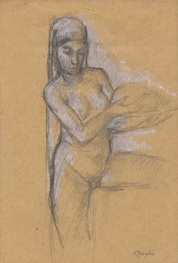  Oscar Ghiglia  (Livorno, 1876 - Firenze, 1945) : Nudo femminile.  - Asta Grafica & Libri - Libreria Antiquaria Gonnelli - Casa d'Aste - Gonnelli Casa d'Aste