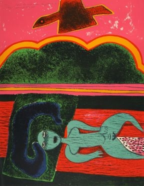  Corneille [pseud. di Guillaume Cornelis Beverloo]  (Liegi, 1922 - Auvers-sur-Oise, 2010) : Sous le ciel rose, la femme.  - Auction Graphics & Books - Libreria Antiquaria Gonnelli - Casa d'Aste - Gonnelli Casa d'Aste