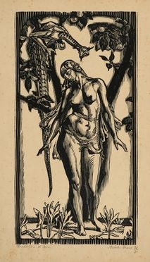  Marcel Roux  (Bessenay, 1878 - Chartres, 1922) : Tentation d'Eva.  - Auction Graphics & Books - Libreria Antiquaria Gonnelli - Casa d'Aste - Gonnelli Casa d'Aste