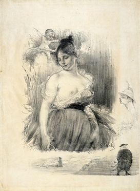  Charles Lucien Leandre  (Champsecret, 1862 - Parigi, 1934) : Soggetto umoristico galante.  - Auction Graphics & Books - Libreria Antiquaria Gonnelli - Casa d'Aste - Gonnelli Casa d'Aste