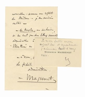  Massenet Jules : Lettera autografa firmata.  - Asta Grafica & Libri - Libreria Antiquaria Gonnelli - Casa d'Aste - Gonnelli Casa d'Aste