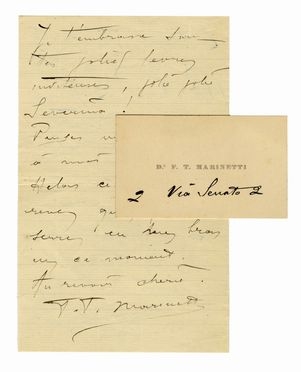  Marinetti Filippo Tommaso : Lettera autografa firmata.  - Asta Grafica & Libri - Libreria Antiquaria Gonnelli - Casa d'Aste - Gonnelli Casa d'Aste