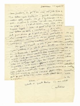  Calvino Italo : Lettera autografa firmata inviata a Luigi Santucci.  - Asta Grafica & Libri - Libreria Antiquaria Gonnelli - Casa d'Aste - Gonnelli Casa d'Aste