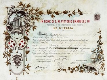  Golgi Camillo : Firma autografa su laurea in pergamena.  - Asta Grafica & Libri - Libreria Antiquaria Gonnelli - Casa d'Aste - Gonnelli Casa d'Aste