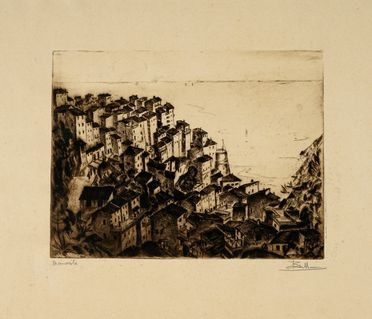  Giacomo Balla  (Torino, 1871 - Roma, 1958) [attribuito a] : Manarola.  - Auction Graphics & Books - Libreria Antiquaria Gonnelli - Casa d'Aste - Gonnelli Casa d'Aste