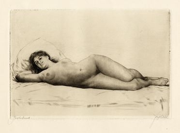  Joseph Uhl  (New York, 1877 - Bergen, 1945) : Nudo femmiile sdraiato.  - Auction Graphics & Books - Libreria Antiquaria Gonnelli - Casa d'Aste - Gonnelli Casa d'Aste