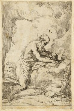  Bartolomeo Biscaino  (Genova,  - 1657) : San Gerolamo in preghiera.  - Asta Grafica & Libri - Libreria Antiquaria Gonnelli - Casa d'Aste - Gonnelli Casa d'Aste