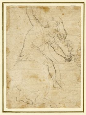 Francesco Salviati  (Firenze, 1510 - Roma, 1563) [da] : Cavaliere in battaglia (r)/Studio per mano che impugna la lancia (v).  - Auction Graphics & Books - Libreria Antiquaria Gonnelli - Casa d'Aste - Gonnelli Casa d'Aste