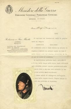  Mussolini Benito : Firma autografa su documento dattiloscritto.  - Asta Grafica & Libri - Libreria Antiquaria Gonnelli - Casa d'Aste - Gonnelli Casa d'Aste