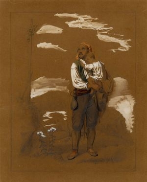  Domenico Induno  (Milano, 1815 - 1878) : Uomo in costume.  - Asta Grafica & Libri - Libreria Antiquaria Gonnelli - Casa d'Aste - Gonnelli Casa d'Aste
