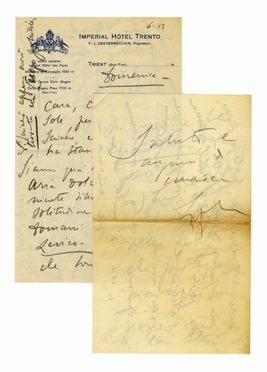  Duse Eleonora : 2 lettere autografe firmate inviate a Gertrude von Huegelal.  - Asta Grafica & Libri - Libreria Antiquaria Gonnelli - Casa d'Aste - Gonnelli Casa d'Aste