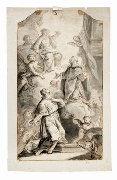  Anonimo del XVII secolo : La Vergine appare a San Carlo Borromeo e a San Domenico.  - Auction Graphics & Books - Libreria Antiquaria Gonnelli - Casa d'Aste - Gonnelli Casa d'Aste