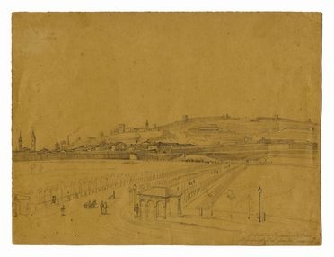  Alessandro Lanfredini  (Napoli, 1826 - Siena, 1900) : Veduta di Verona.  - Asta Grafica & Libri - Libreria Antiquaria Gonnelli - Casa d'Aste - Gonnelli Casa d'Aste
