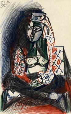  Pablo Picasso  (Malaga, 1881 - Mougins, 1973) : Mezzobusto femminile.  - Asta Grafica & Libri - Libreria Antiquaria Gonnelli - Casa d'Aste - Gonnelli Casa d'Aste