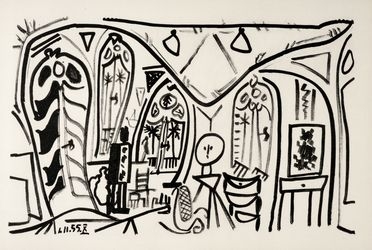  Pablo Picasso  (Malaga, 1881 - Mougins, 1973) : Interno dello studio.  - Auction Graphics & Books - Libreria Antiquaria Gonnelli - Casa d'Aste - Gonnelli Casa d'Aste